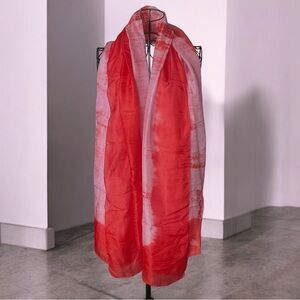 💖 Luxe Red Silk Tie-Dye Scarf/Wrap • Boho Chic 💖